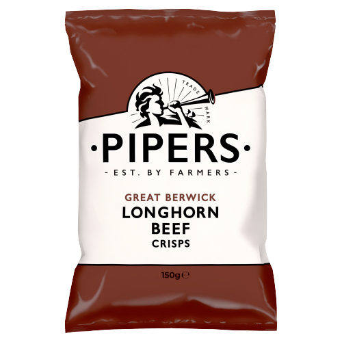 PIPERS GREAT BERWICK LONGHORN BEEF CRISPS SHARING BAG 150G