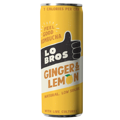 LO BROS GINGER & LEMON KOMBUCHA CAN 250ML