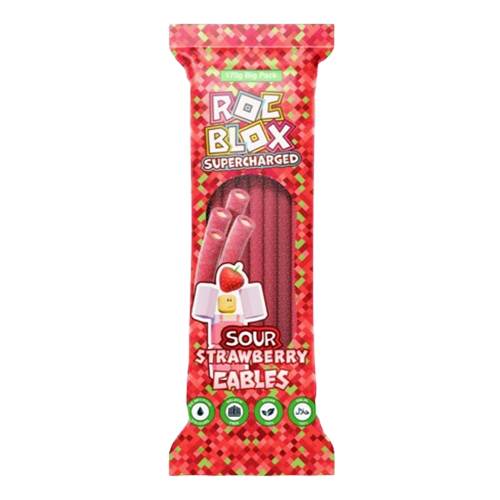 ROCBLOX SUPERCHARGED SOUR STRAWBERRY CABLES 12PK 170G