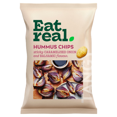 EAT REAL HUMMUS CHIPS CARAMELISED ONION & BALSAMIC VINEGAR 110G