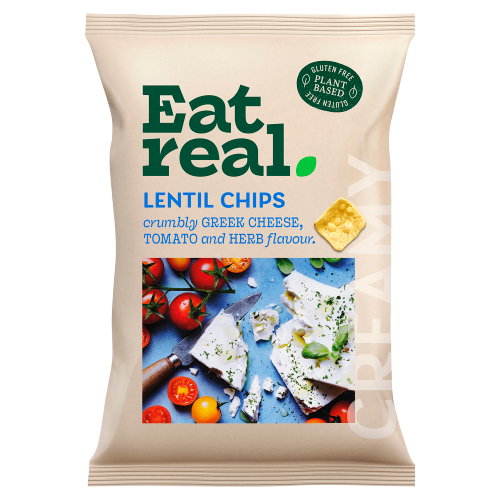 EAT REAL GREEK CHEESE, TOMATO & HERB LENTIL CHIPS SHARING 95G