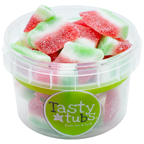 TASTY TUBS FIZZY WATERMELON SLICES PMP £1.25 120G