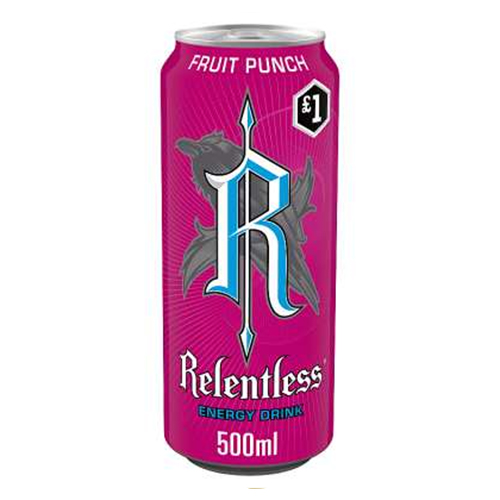 RELENTLESS FRUIT PUNCH CAN PMP £1.00 500ML