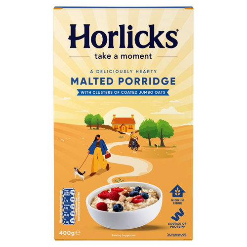HORLICKS MALTED PORRIDGE WITH CLUSTERS OF COATED JUMBO OATS 400G