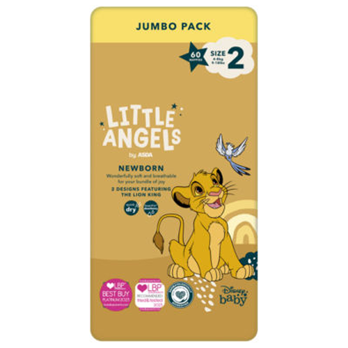 LITTLE ANGELS NEW BORN SIZE 2 JUMBO 60PK