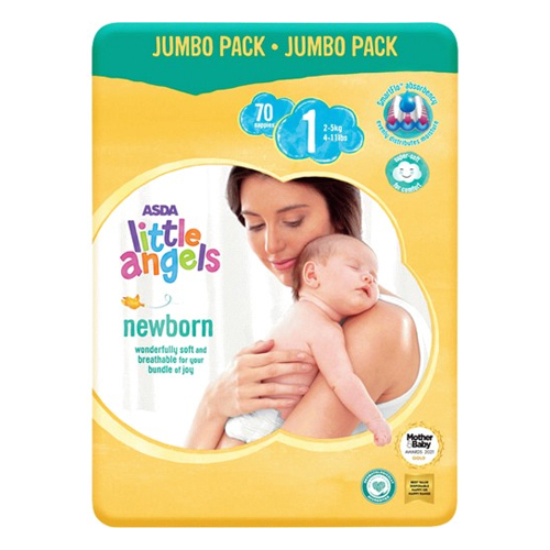 LITTLE ANGELS NEW BORN SIZE 1 JUMBO 70PK