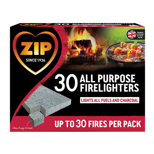 ZIP FIRELIGHTERS BLOCK 30PK