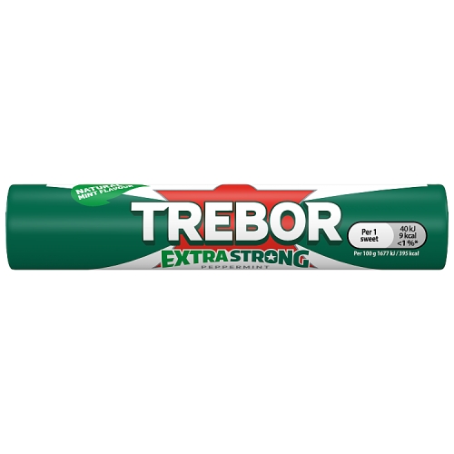TREBOR EXTRA STRONG PEPPERMINT MINTS ROLL 41.3G