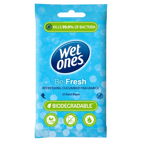 WET ONES BE FRESH BIODEGRADABLE WIPES 12S