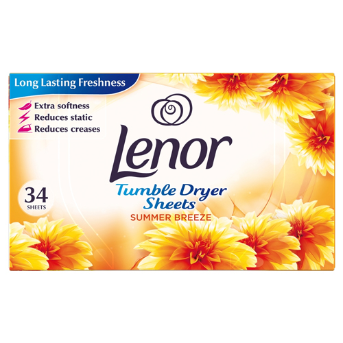 LENOR TUMBLE DRYER SHEETS SUMMER BREEZE 34S
