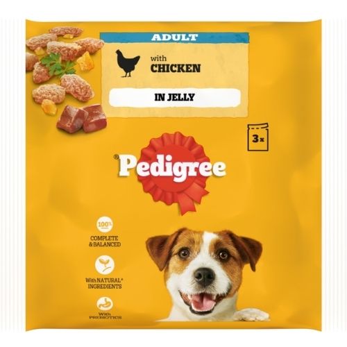 PEDIGREE ADULT WET DOG FOOD POUCHES CHICKEN IN JELLY 3PK 100G