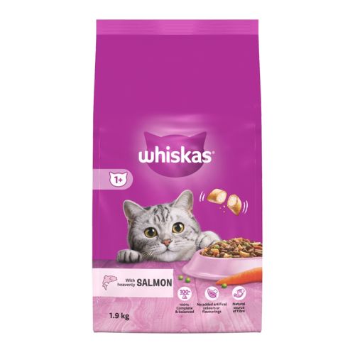 WHISKAS 1+ SALMON ADULT DRY CAT FOOD 1.9KG