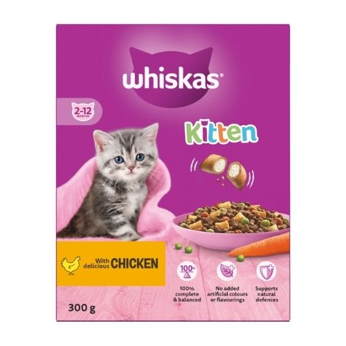 WHISKAS 2-12 MONTHS COMPLETE CAT DRY WITH CHICKEN 300G
