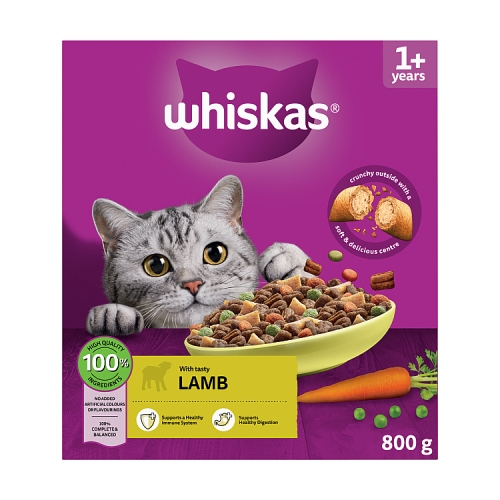 WHISKAS 1+ CAT COMPLETE DRY WITH LAMB 800G