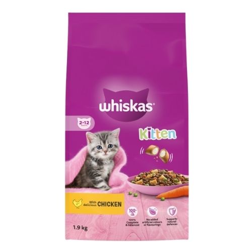 WHISKAS 2-12 MONTHS CAT COMPLETE DRY WITH CHICKEN 1.9KG
