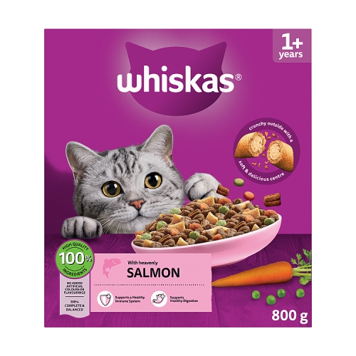 WHISKAS 1+ CAT COMPLETE DRY WITH SALMON 800G