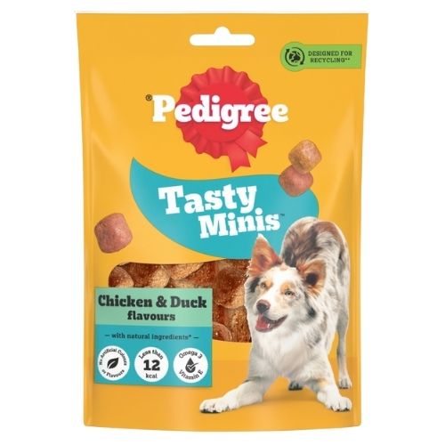 PEDIGREE TASTY MINIS ADULT DOG TREATS CHICKEN & DUCK CHEWY CUBES 130G