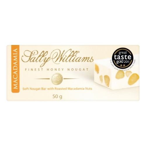 SALLY WILLIAMS SOFT NOUGAT BAR IN MACADAMIA NUTS 50G