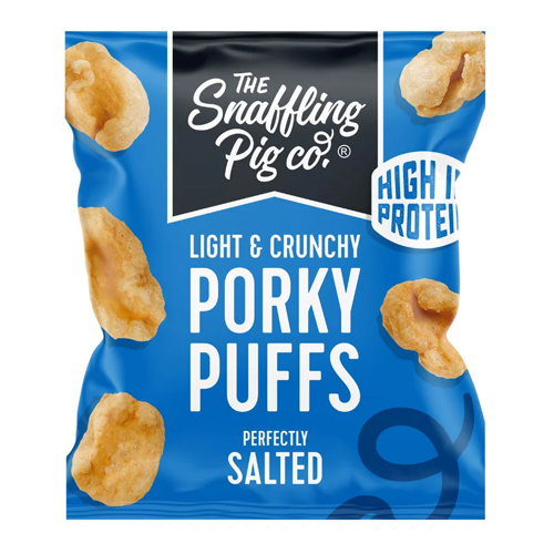 SNAFFLING PIG SALTED PORKY PUFFS 12X 20G
