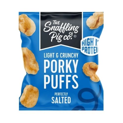 SNAFFLING PIG PORKY PUFFS SALTED PMP £1.00 20G