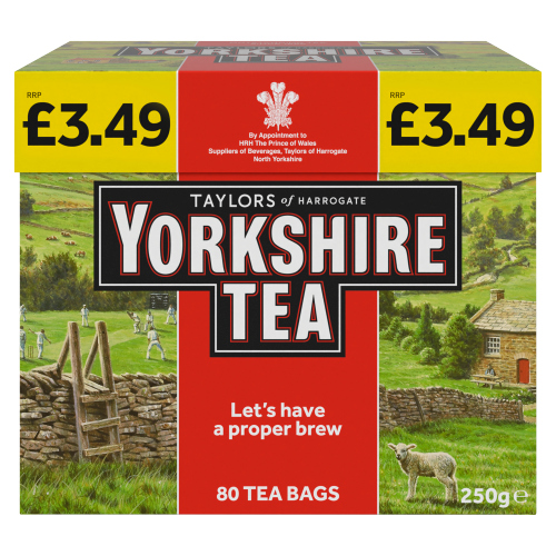 TAYLORS YORKSHIRE TEA 80 TEA BAGS PMP £3.49 250G