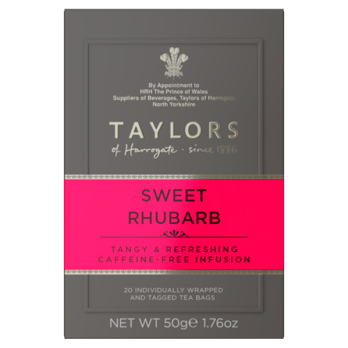 TAYLORS OF HARROGATE SWEET RHUBARB 20 TEA BAGS 50G