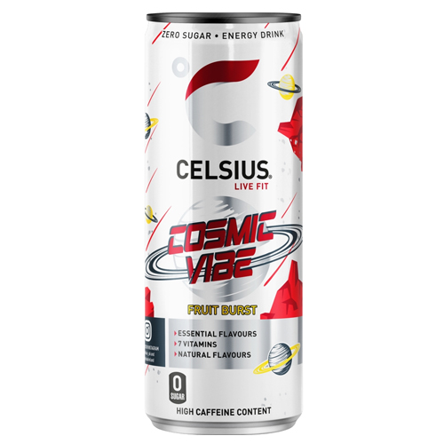 CELSIUS COSMIC VIBE ZERO SUGAR FRUIT BURST CAN 355ML
