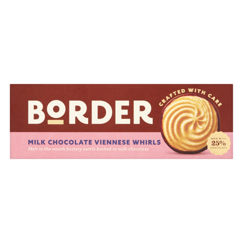 BORDER MILK CHOCOLATE VIENNESE WHIRLS BISCUITS 150G