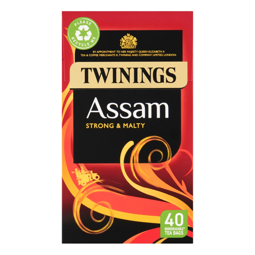 TWININGS ASSAM 40 PLANT-BASED TEA BAGS 100G