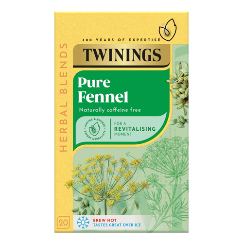 TWININGS PURE FENNEL 20 SINGLE TEA BAGS 40G