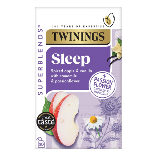 TWININGS SUPERBLENDS SLEEP WITH SPICED APPLE AND CAMOMILE, 20 TEA BAGS