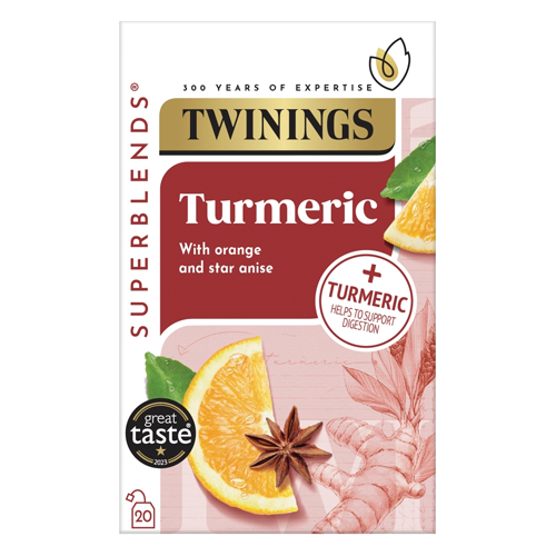 TWININGS SUPERBLENDS TURMERIC WITH ORANGE AND STAR ANISE, 20 TEA BAGS
