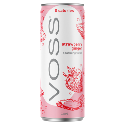 VOSS STRAWBERRY GINGER SPARKLING WATER CAN 330ML