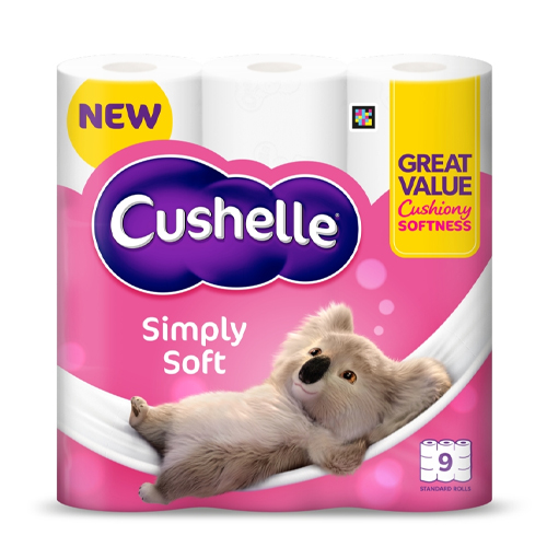CUSHELLE SIMPLY SOFT TOILET TISSUE 9ROLL