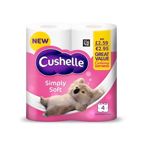 CUSHELLE SIMPLY SOFT TOILET TISSUE 4ROLL