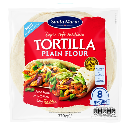 SANTA MARIA 8 PLAIN FLOUR SOFT TORTILLAS 320G