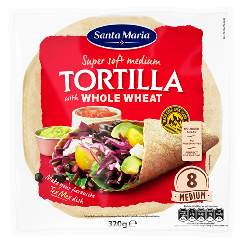 SANTA MARIA 8 WHOLEMEAL TORTILLA 320G