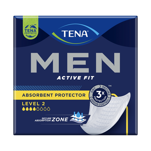 TENA MEN ACTIVE FIT ABSORBENT PROTECTOR LEVEL 2 INCONTINENCE PAD 10PK