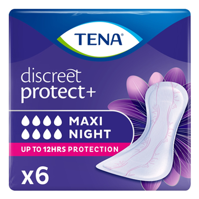 TENA DISCREET MAXI NIGHT PADS 6S