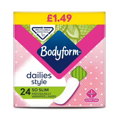 BODYFORM DAILIES SO SLIM PANTYLINERS PMP £1.49 24S