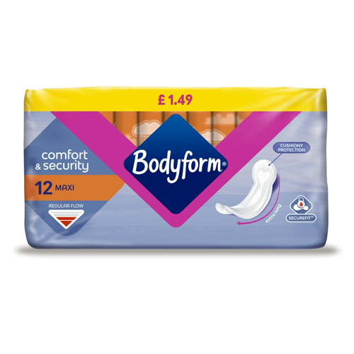 BODYFORM MAXI NORMAL SANITARY TOWELS PMP £1.49 3X 12PK