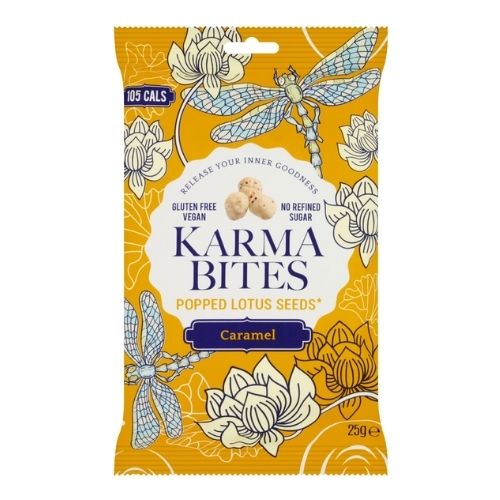 KARMA BITES POPPED LOTUS SEEDS CARAMEL 25G