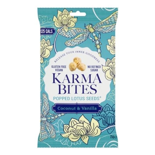 KARMA BITES POPPED LOTUS SEEDS COCONUT & VANILLA 25G