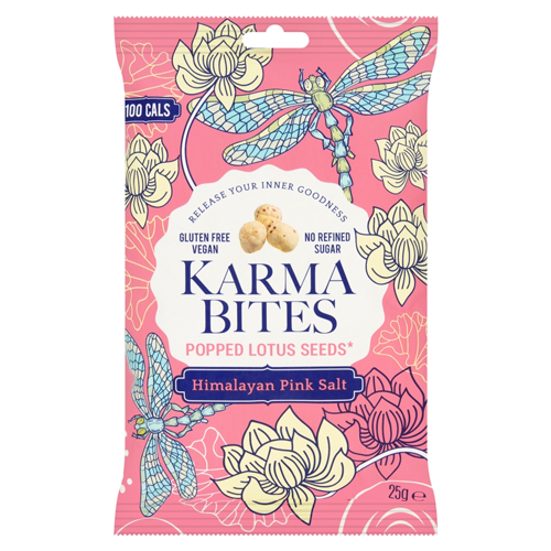 KARMA BITES POPPED LOTUS SEEDS HIMALAYAN PINK SALT 25G