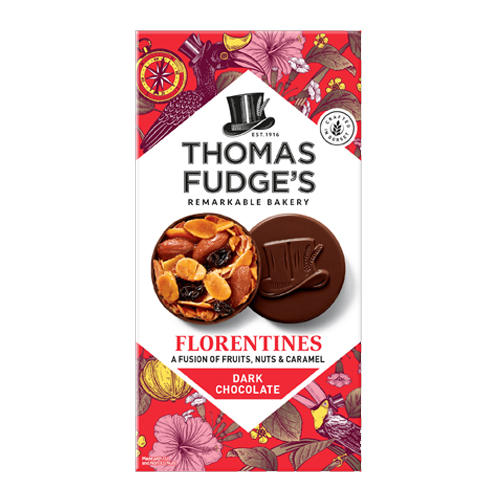 THOMAS FUDGE'S DARK CHOCOLATE FLORENTINES 114G