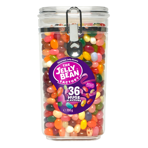 JELLY BEAN FACTORY GOURMET 36 HUGE FLAVOURS JAR 700G