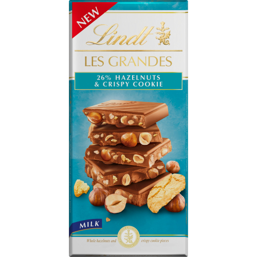 LINDT LES GRANDE COOKIE HAZELNUT TAB 150G