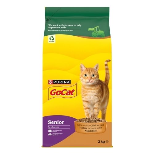 GO-CAT SENIOR WITH CHICKEN AND TURKEY MIX AND VEGETABLES DRY CAT FOOD 2KG