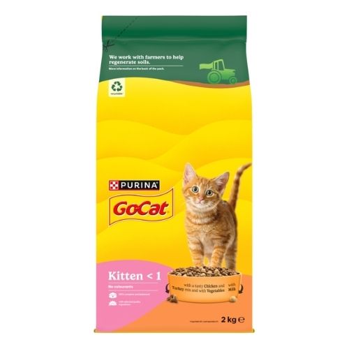 GO-CAT JUNIOR WITH CHICKEN AND TURKEY MIX WITH MILK DRY CAT FOOD 2KG