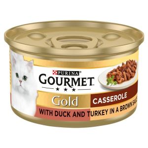GOURMET GOLD CASSEROLE WITH DUCK AND TURKEY IN A BROWN SAUCE 85G